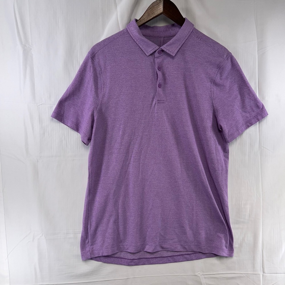 Lululemon Polo Shirt Mens Medium Purple Heathered Short Sleeve Activewear